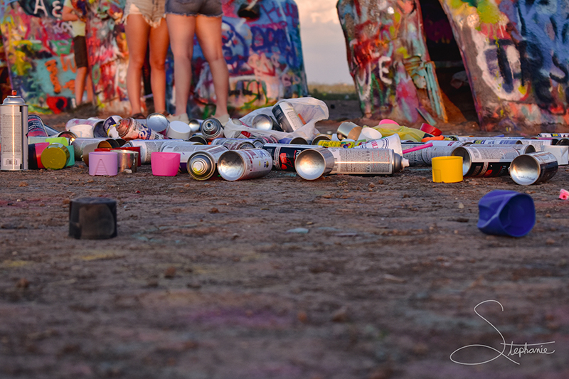 Spray cans at Cadillac Ranch, Amarillo, Texas.