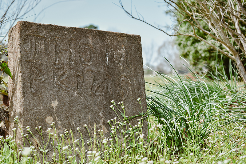 Headstone written with fingers near Fredericksburg, Texas.