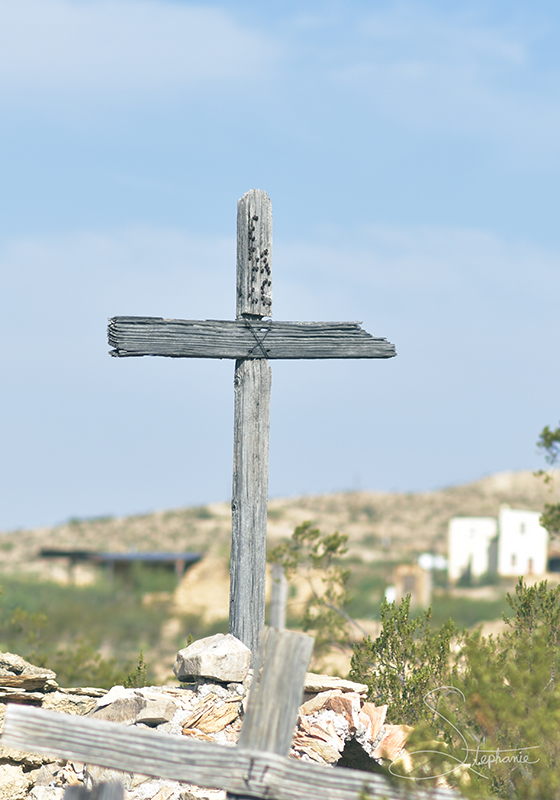 Wooden cross in old Terlingua Cemetery.