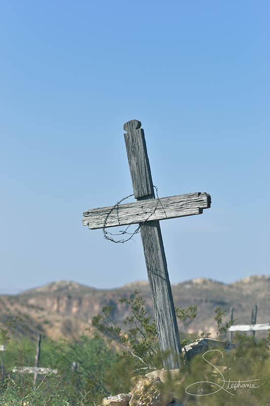 Wooden cross in old Terlingua Cemetery.