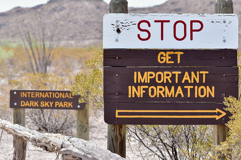 Signage at the entrance to Big Bend Ranch State Park in Texas.