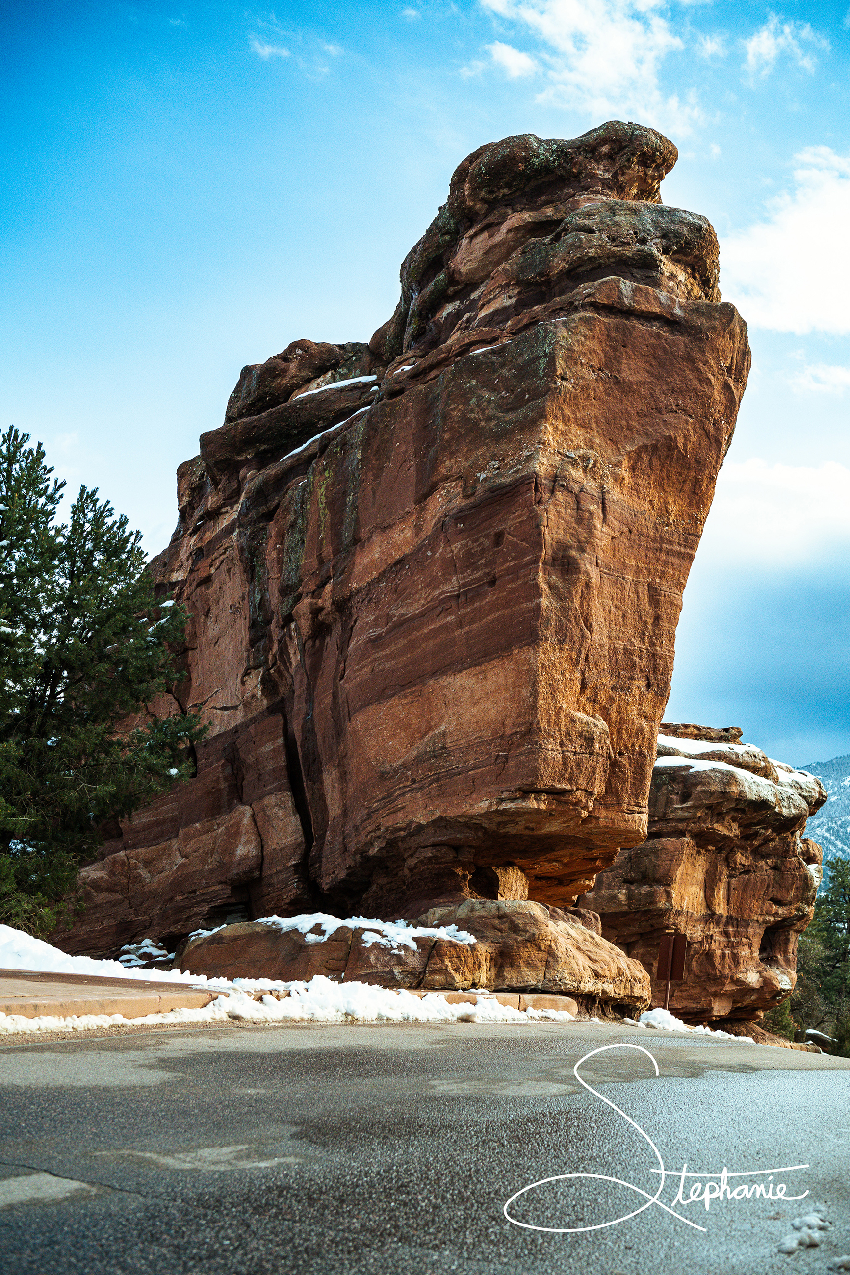Photo of the Steam Boat rock formation in Garden of the Gods, Colorado.