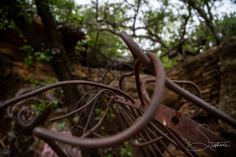 Twisted barriers at the abandoned Cisco Zoo.