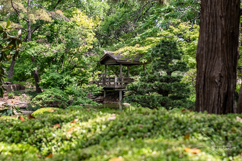 One of many structures in the Japanese Gardens in Fort Worth, Texas.