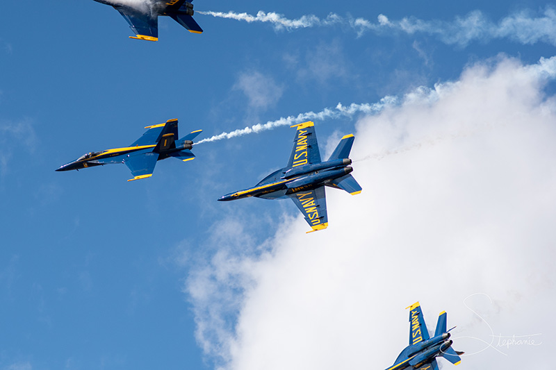 The Blue Angels splitting at the Fort Worth Alliance Air Show.