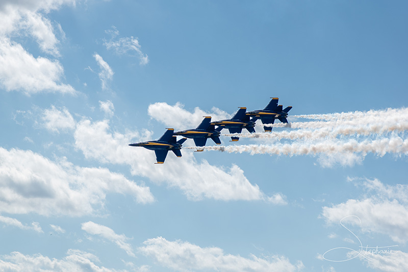 The Blue Angels making a pass at the Fort Worth Alliance Air Show.